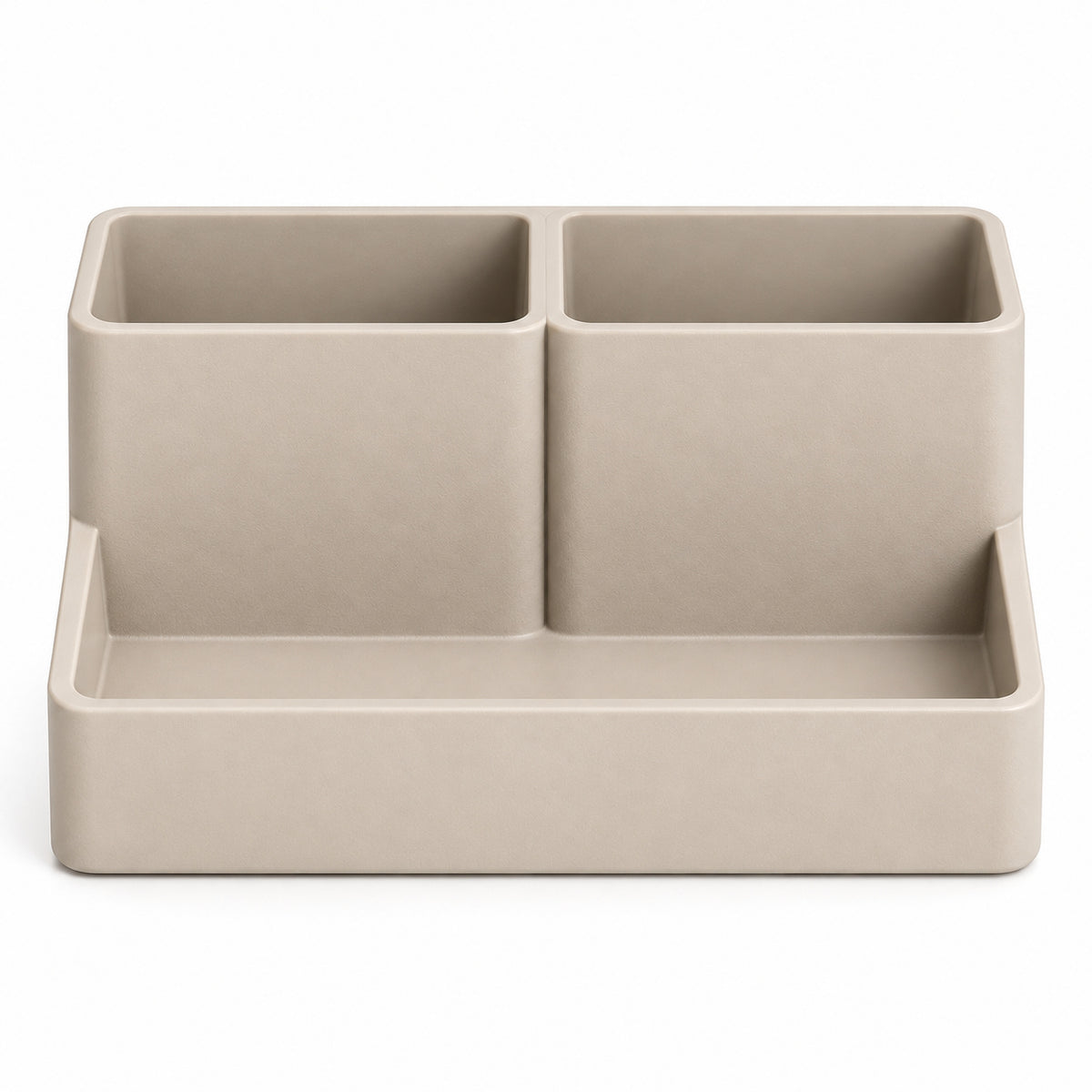 Beige bureau-organizer met drie vakken, 24 × 14 × 12 cm