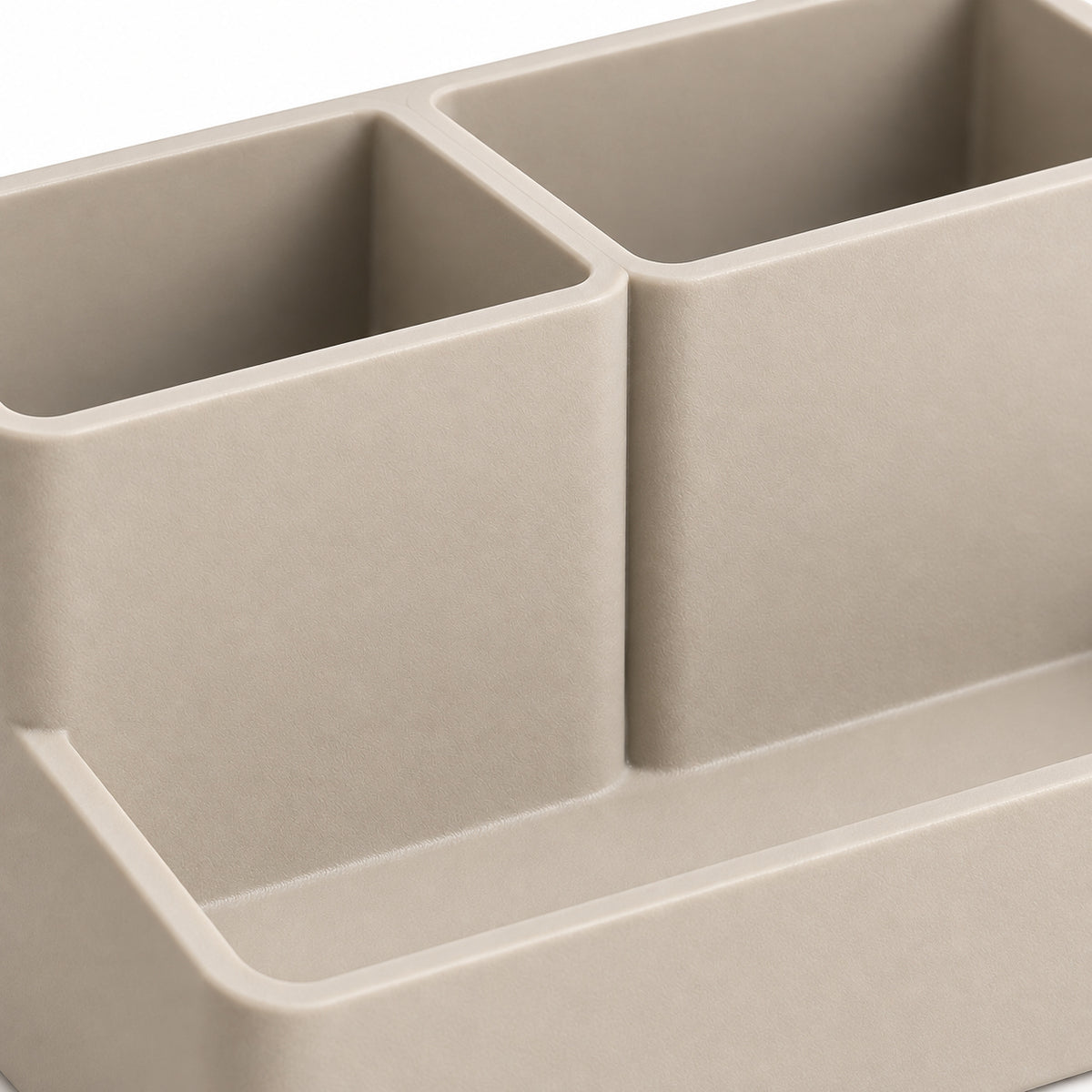 Beige bureau-organizer met drie vakken, 24 × 14 × 12 cm