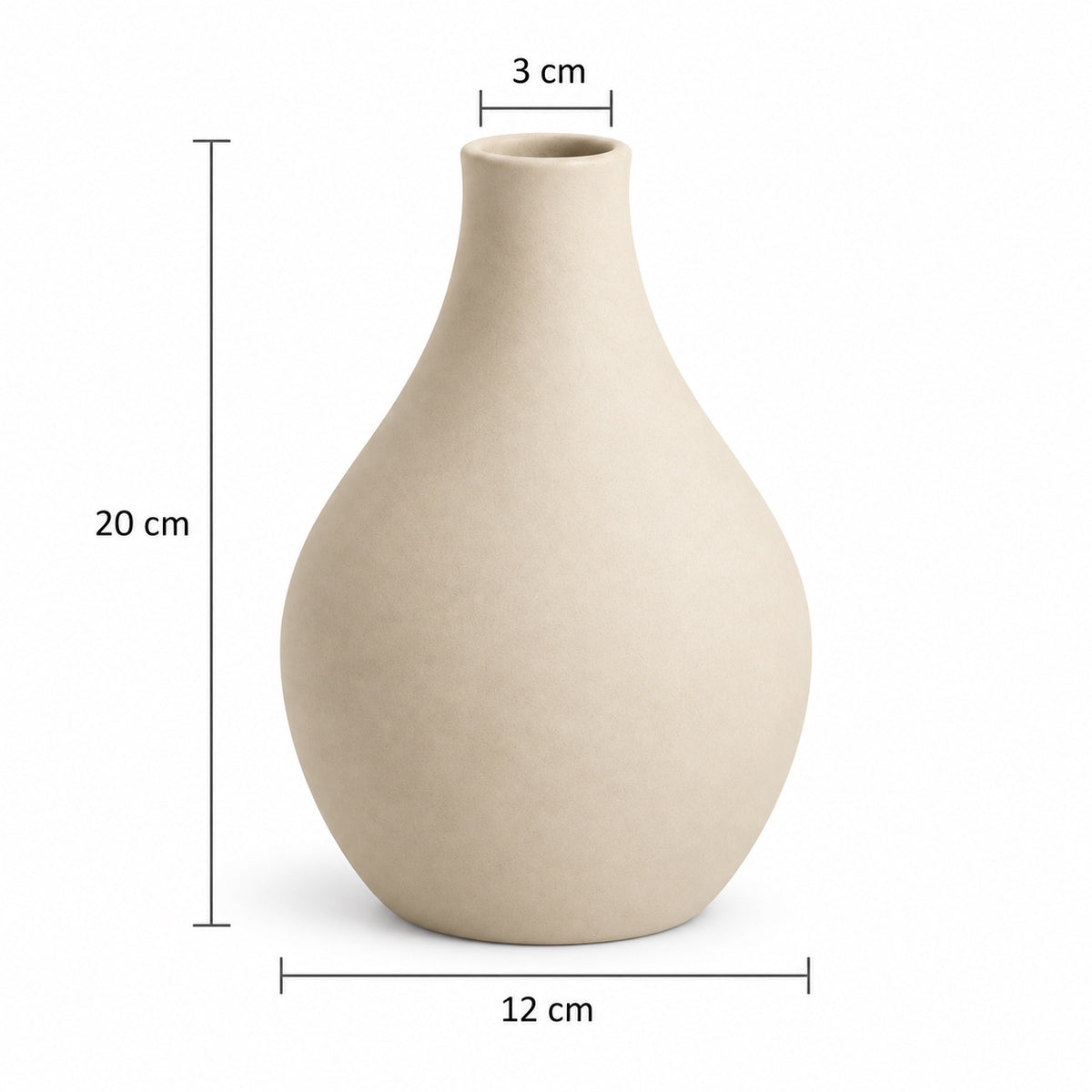 Beige decoratieve vaas, 20 cm hoog