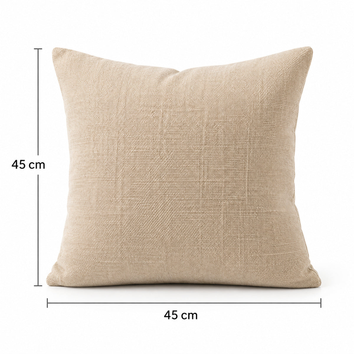 Beige kussenhoes met geweven structuur, 45 × 45 cm