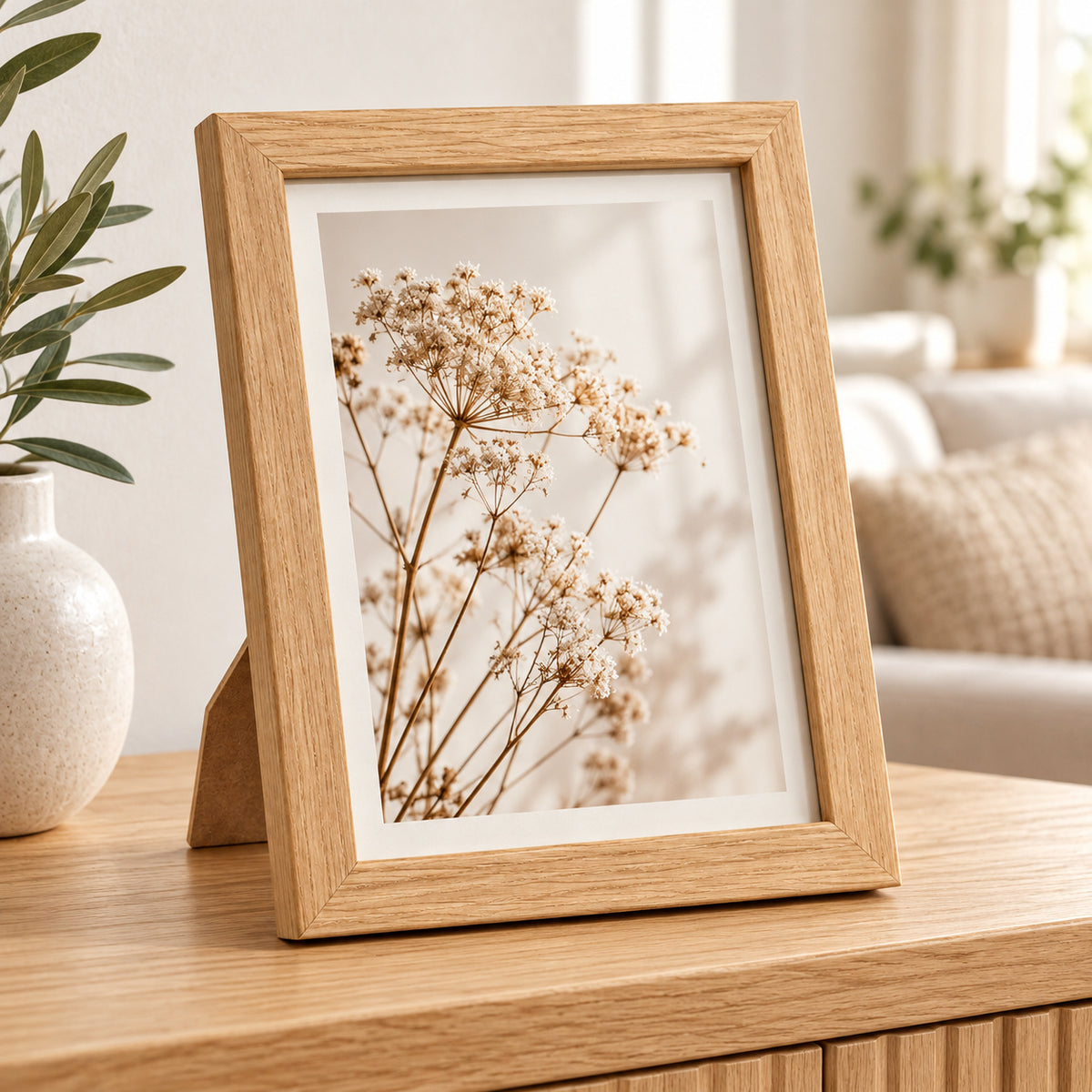 Houtkleurige staande fotolijst voor foto's van 10 × 15 cm