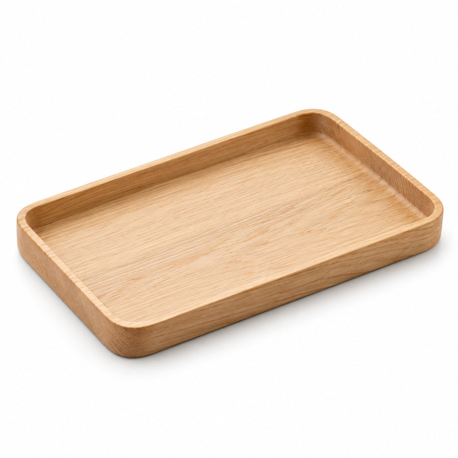 Houtkleurig rechthoekig opbergschaaltje, 22 × 14 × 2 cm