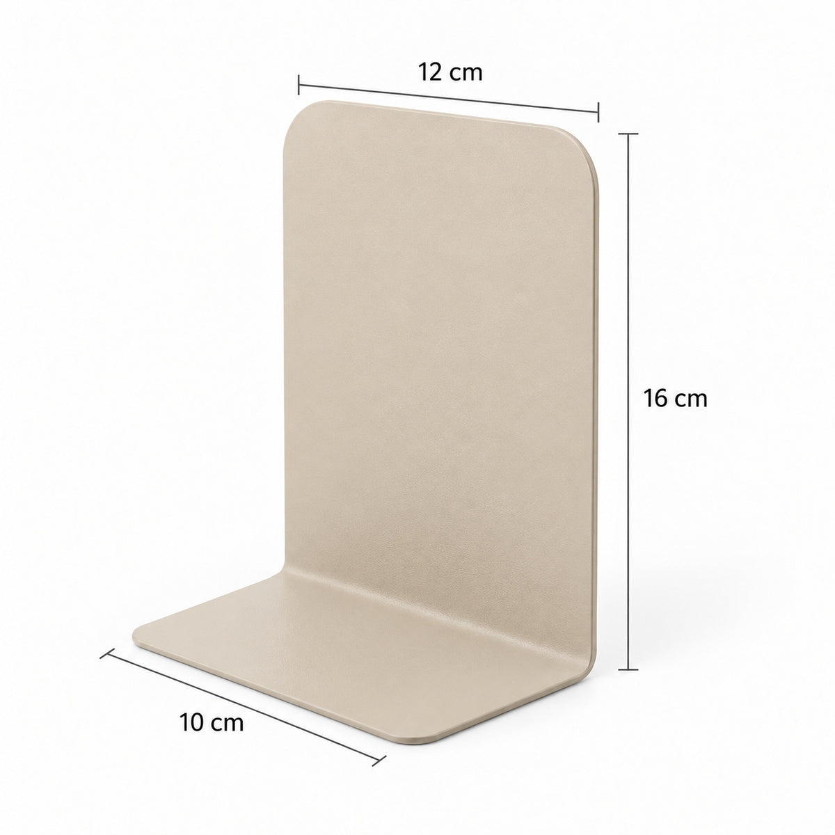 Beige metalen boekensteunen, set van 2, 12 × 10 × 16 cm