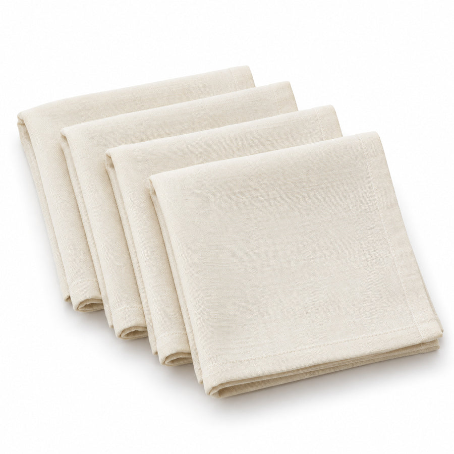 Ivoorkleurige stoffen servetten, set van 4, 40 × 40 cm