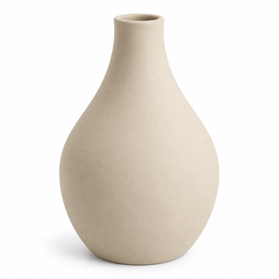 Beige decoratieve vaas, 20 cm hoog