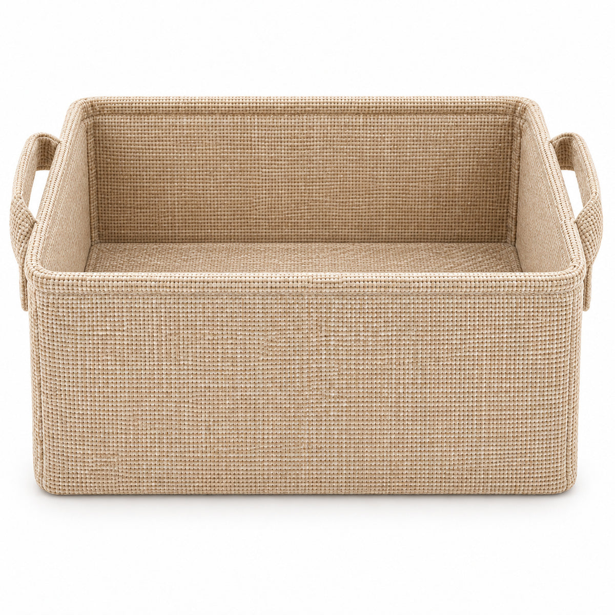 Beige stoffen opbergmand met twee handgrepen, 40 × 30 × 25 cm