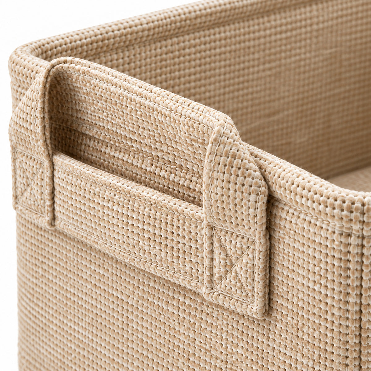 Beige stoffen opbergmand met twee handgrepen, 40 × 30 × 25 cm