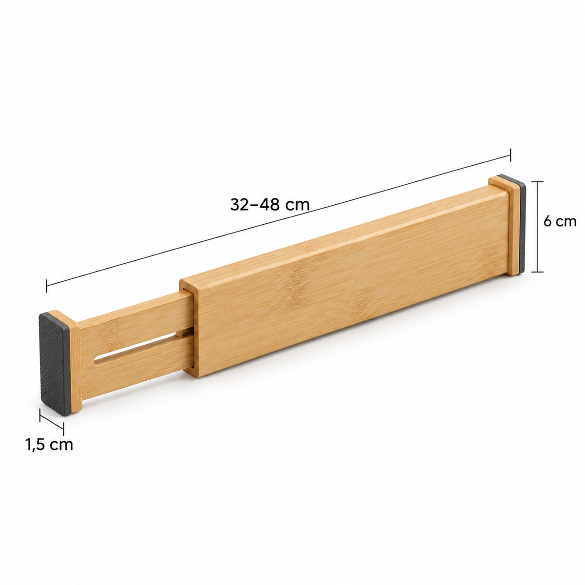 Verstelbare houtkleurige ladeverdeler, 32–48 cm